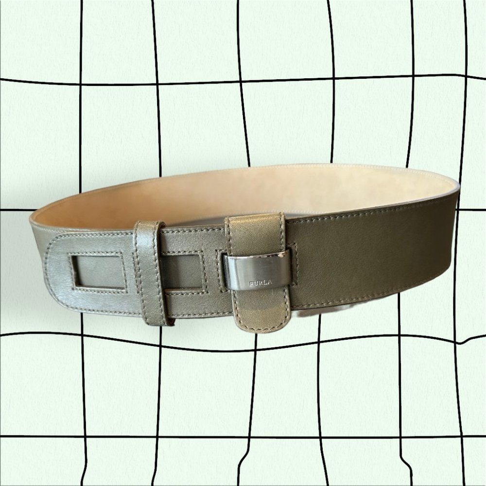 Furla Khaki Leather Waist Belt